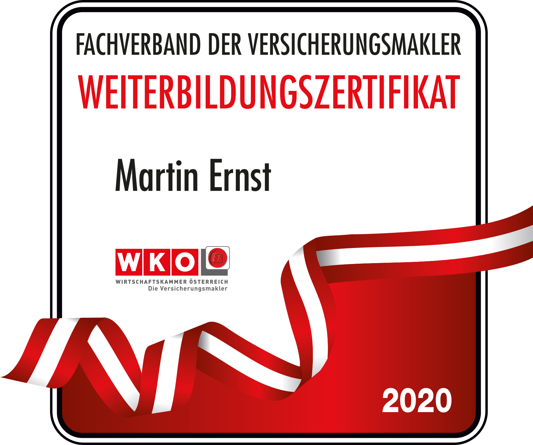 Weiterbildungszertifikat 2020 Martin Ernst